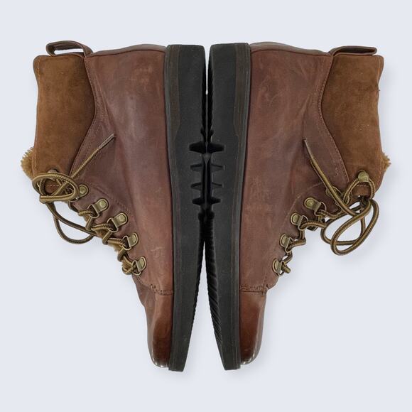 Johnston & Murphy Brown Leather Suede Lace Up Fur Tongue Ankle Boot 78-51776 9.5 - Picture 6 of 9